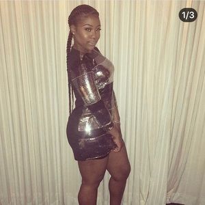 New Years Eve multi colored sequins mini dress